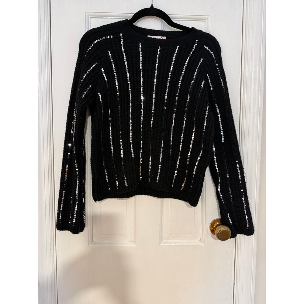 Nannette Lepore Sequined Black Sweater - Medium - Good Condition